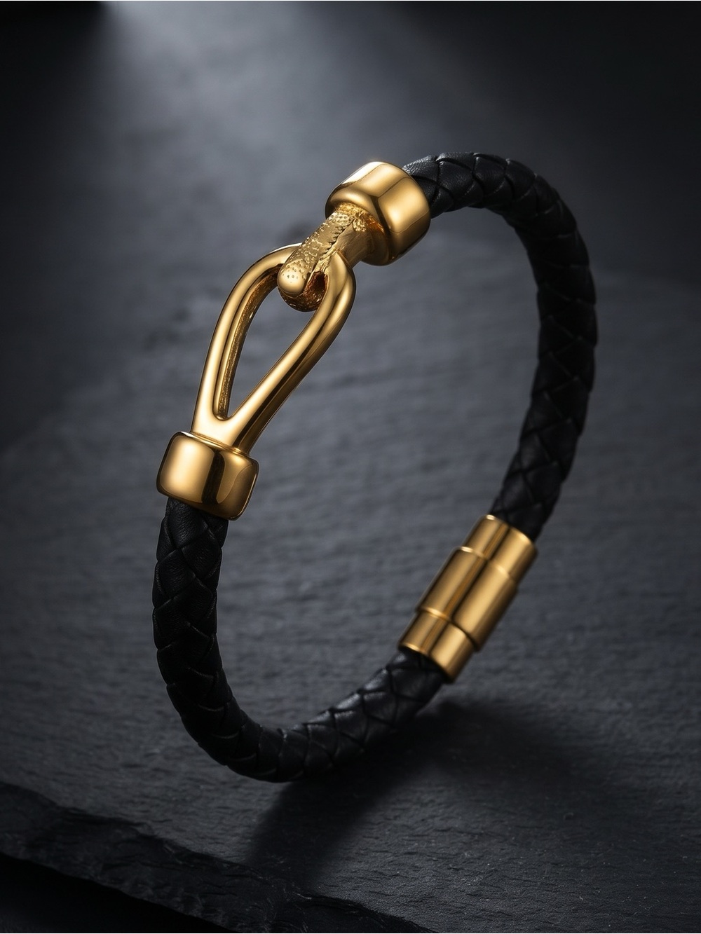 Black Braided Leather Bracelet